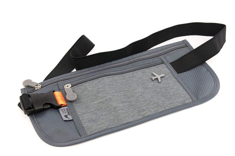 TROIKA SICHERHEITSGURT â€“ BLB20/GY â€“ Belt bag + 2 zipper compartments â€“ money belt â€“fraud prevention (RFID chips) â€“ for tickets, passport, ID card, driving license, boarding cards â€“ TROIKA-original - Image 3